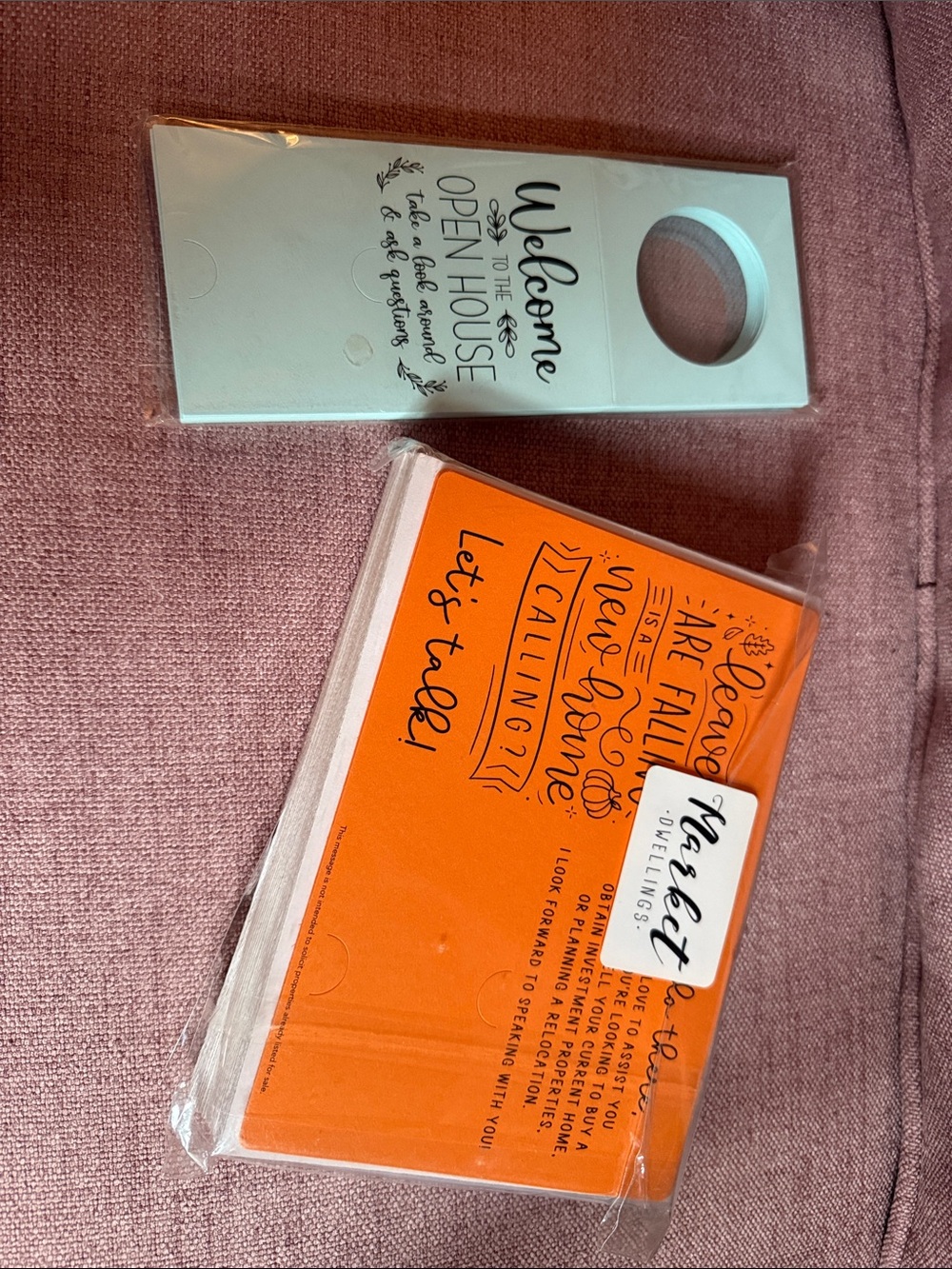 Welcome Open House & Bright Orange Real Estate Door Hangers - You Get BOTH Packs